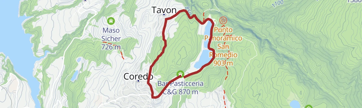Route map: Family MTB tour by the lakes of Coredo